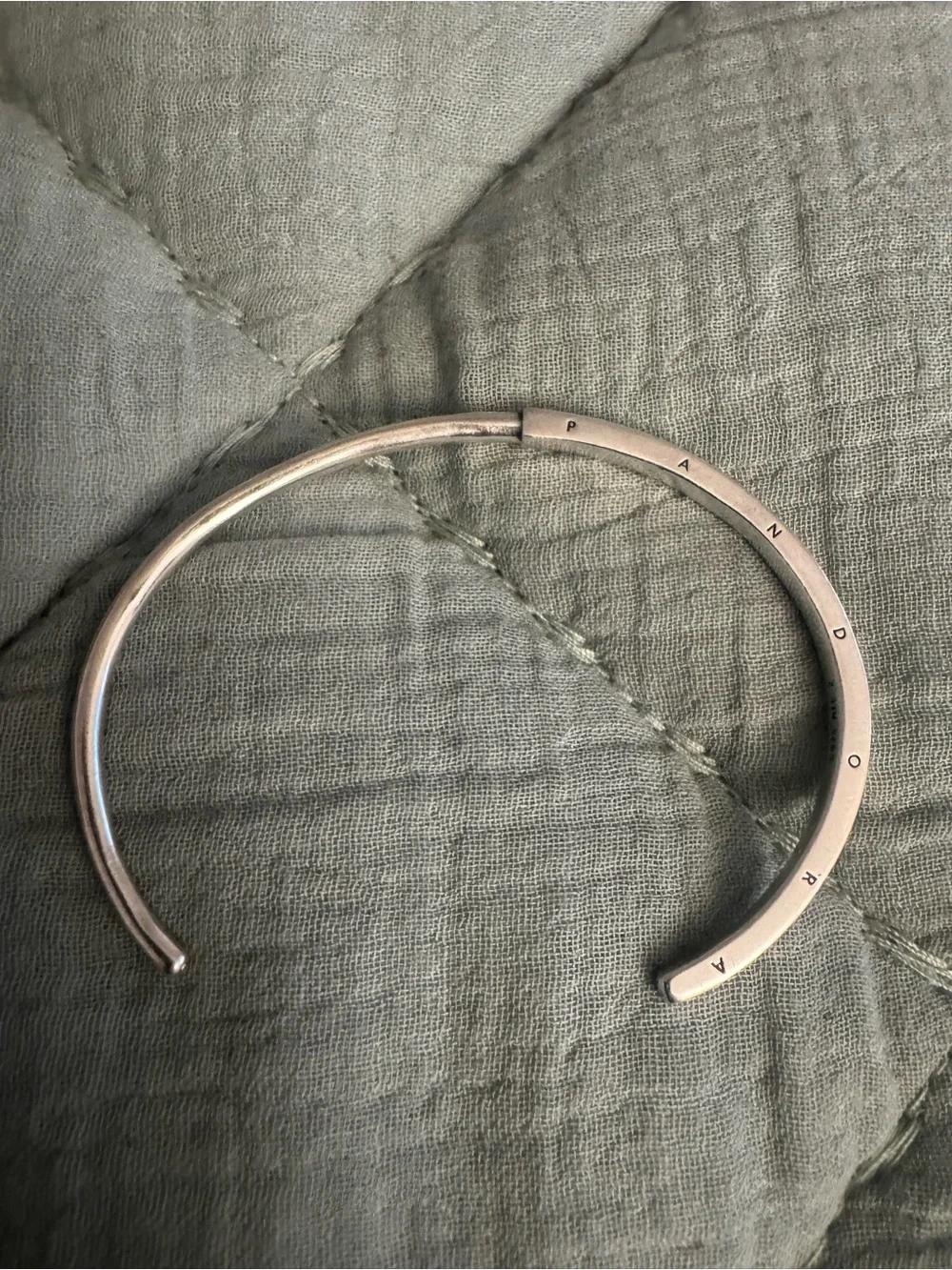 Pandora Silver Open Cuff Bracelet with Logo Detail
